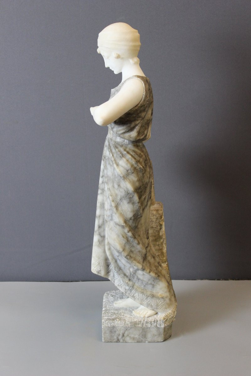 Alabaster Sculpture, Woman With Turban By Corrini-photo-4
