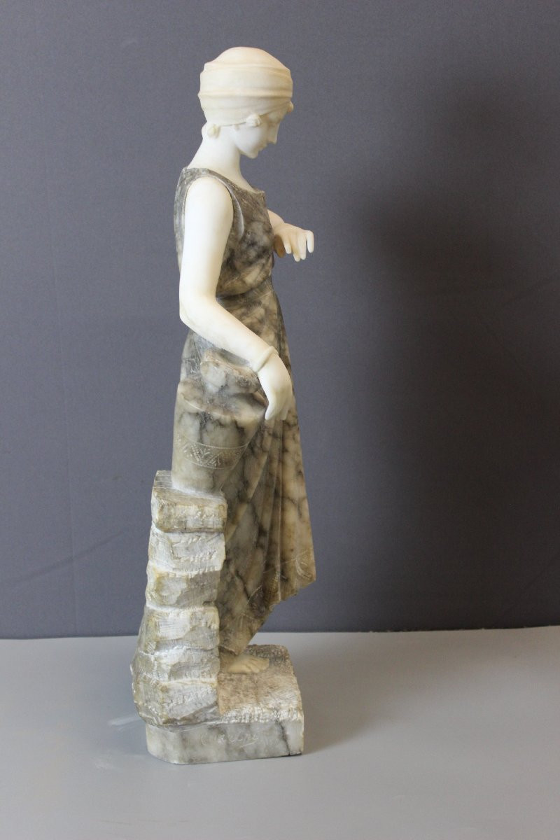 Alabaster Sculpture, Woman With Turban By Corrini-photo-6