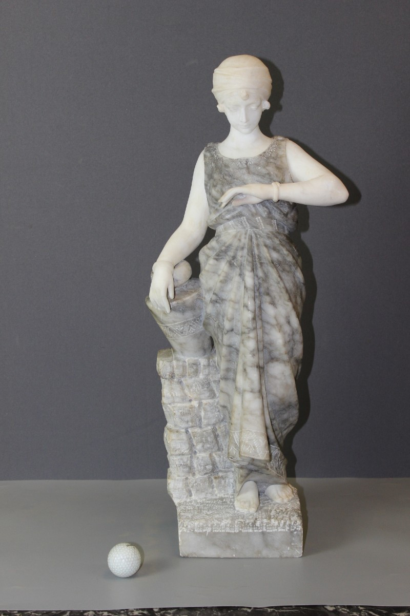 Alabaster Sculpture, Woman With Turban By Corrini