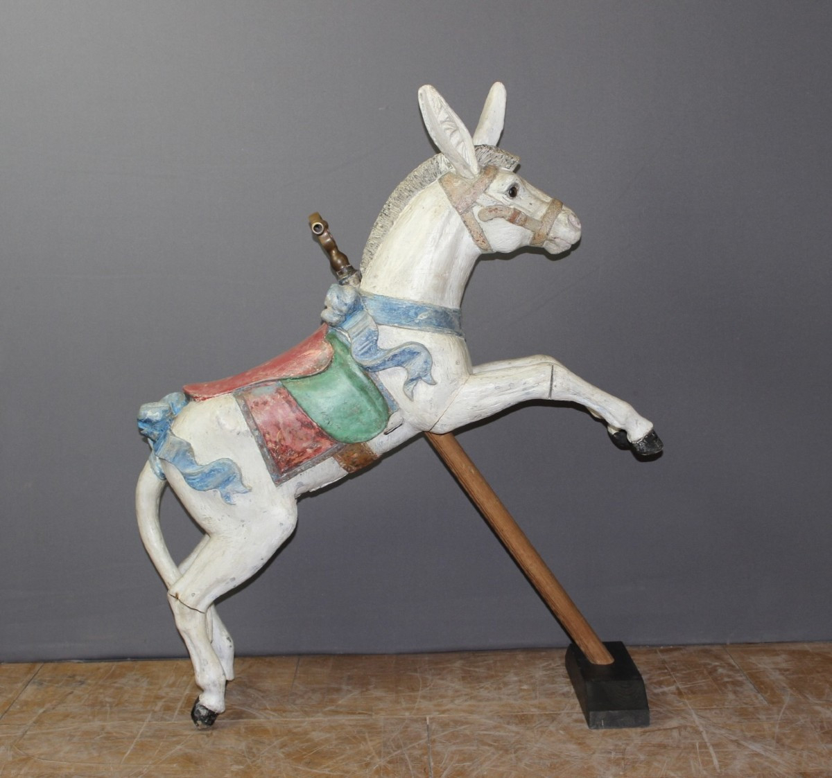 Carved Wooden Merry-go-round Donkey From The 19th Century 