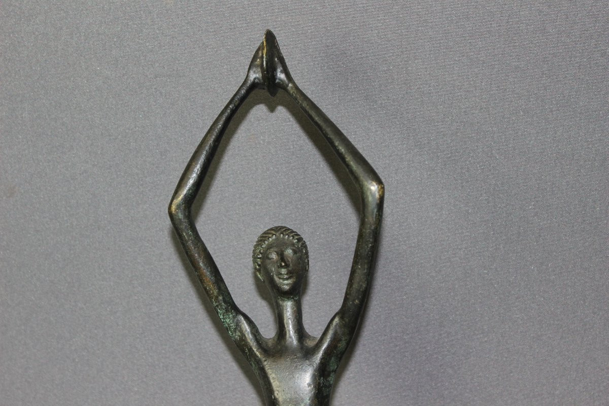 Bronze Discus Thrower With Green Patina-photo-2