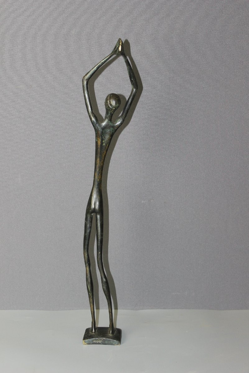 Bronze Discus Thrower With Green Patina-photo-2
