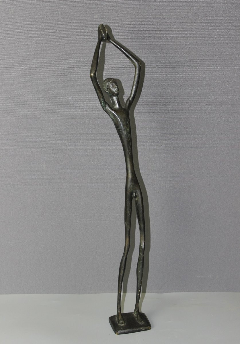 Bronze Discus Thrower With Green Patina-photo-4