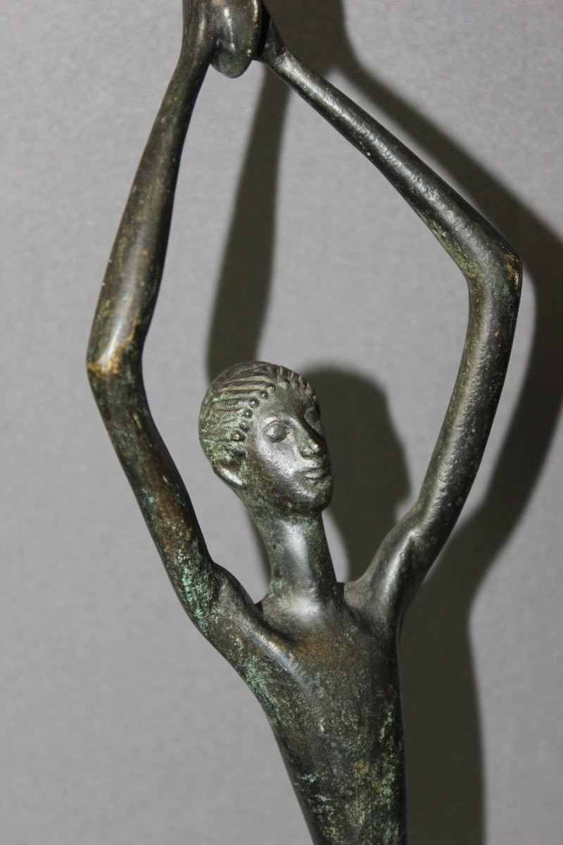 Bronze Discus Thrower With Green Patina-photo-5