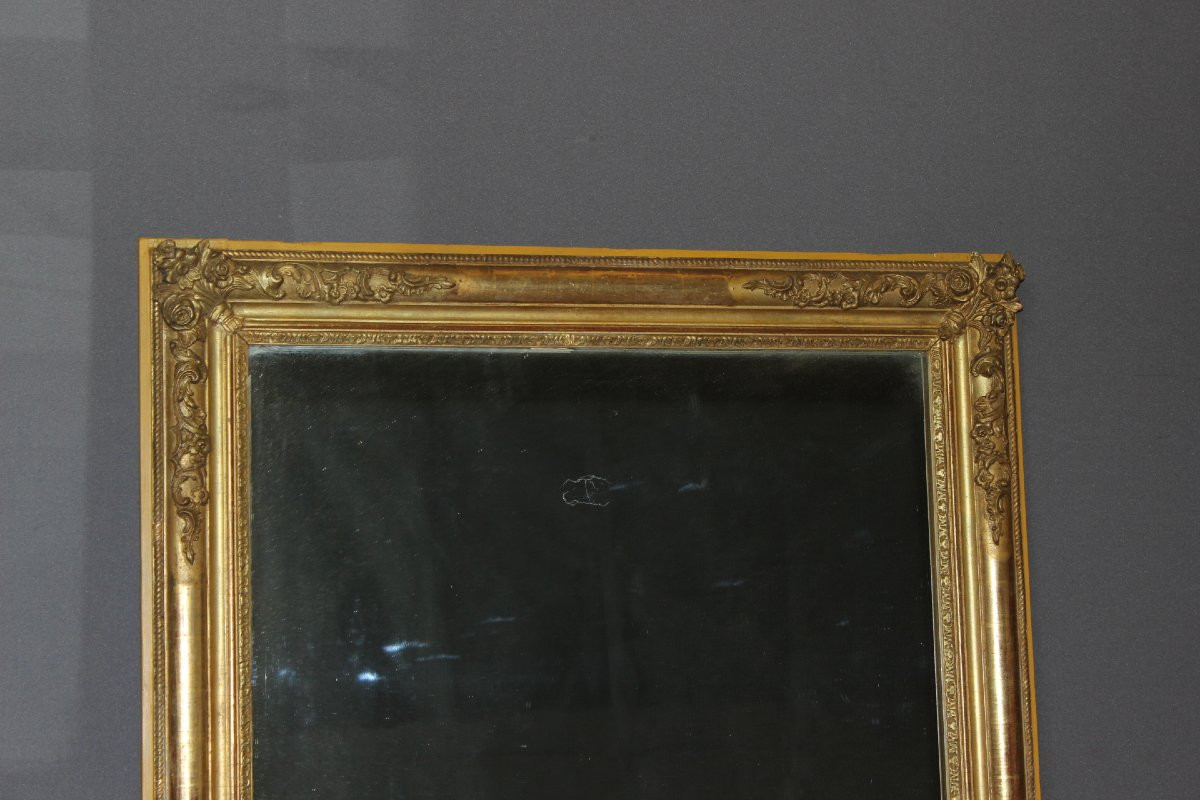 Restoration Mirror In Gilded Stucco From The 19th Century-photo-2
