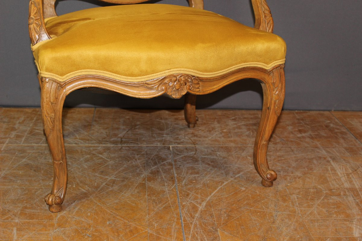 Fauteuil Régence à dos plat canné XIX-photo-2