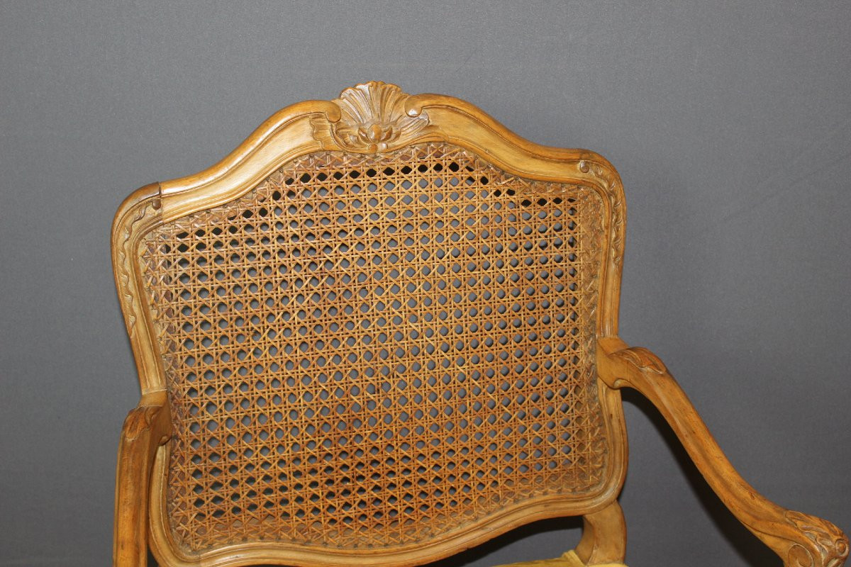 Fauteuil Régence à dos plat canné XIX-photo-4