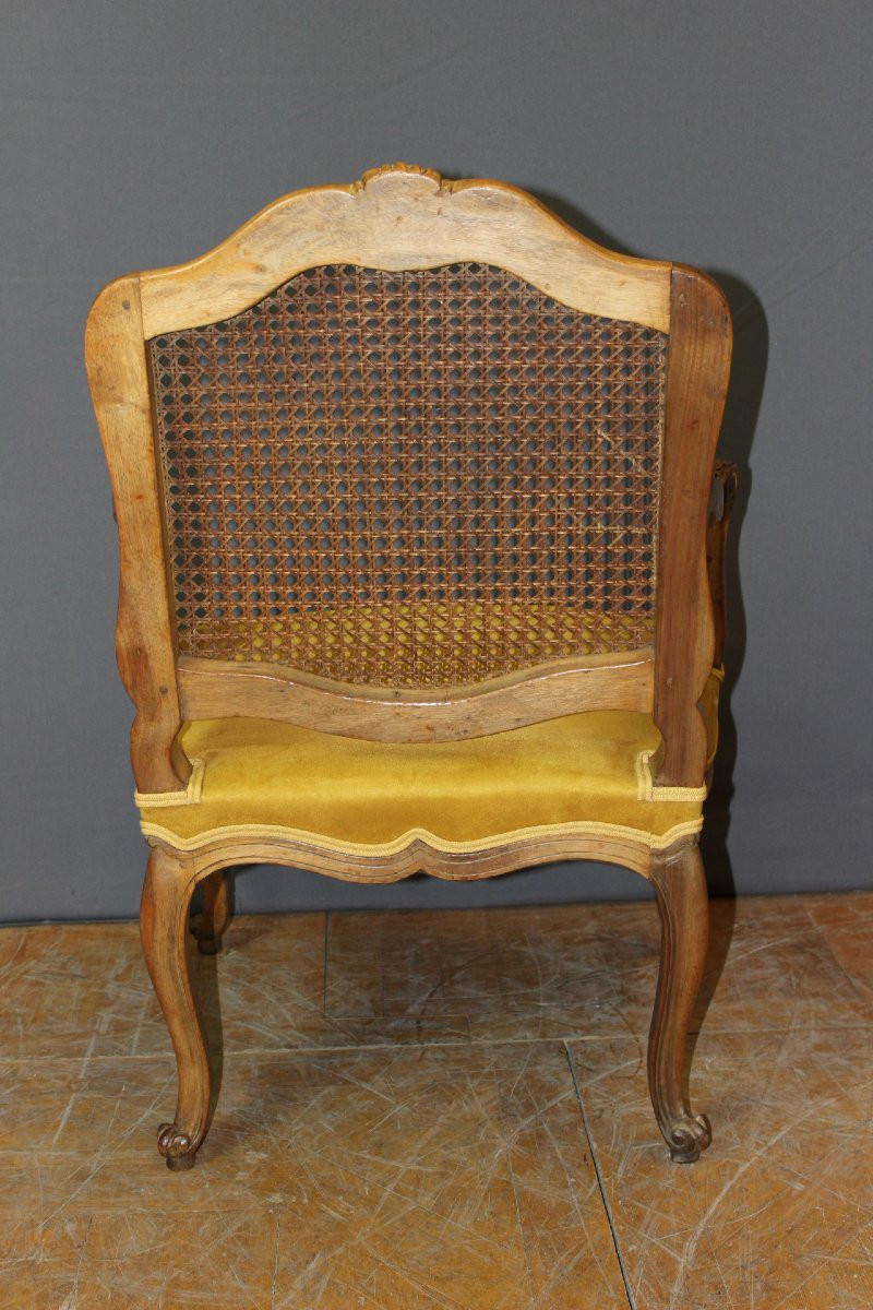 Fauteuil Régence à dos plat canné XIX-photo-2