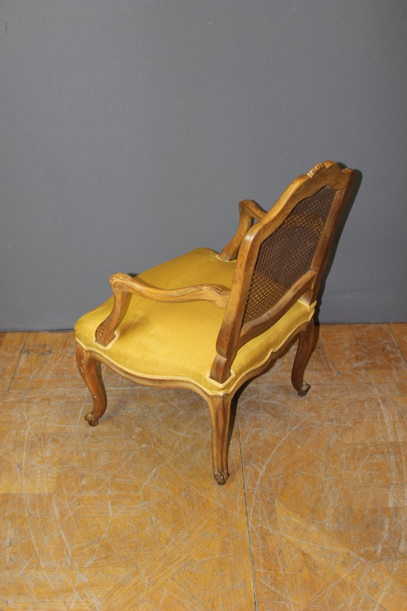 Fauteuil Régence à dos plat canné XIX-photo-3