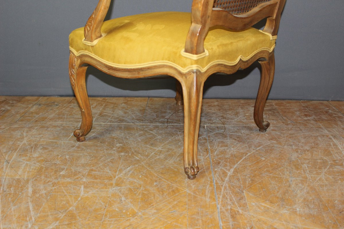 Fauteuil Régence à dos plat canné XIX-photo-4