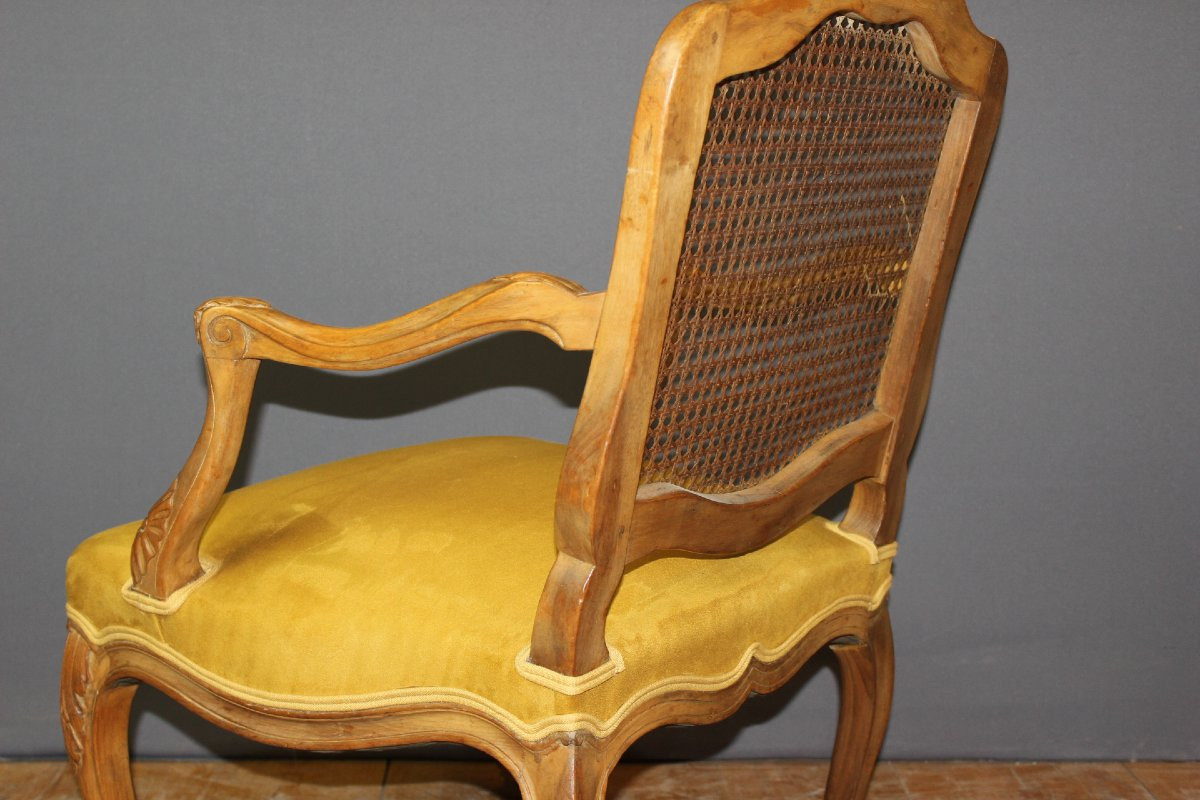 Fauteuil Régence à dos plat canné XIX-photo-5