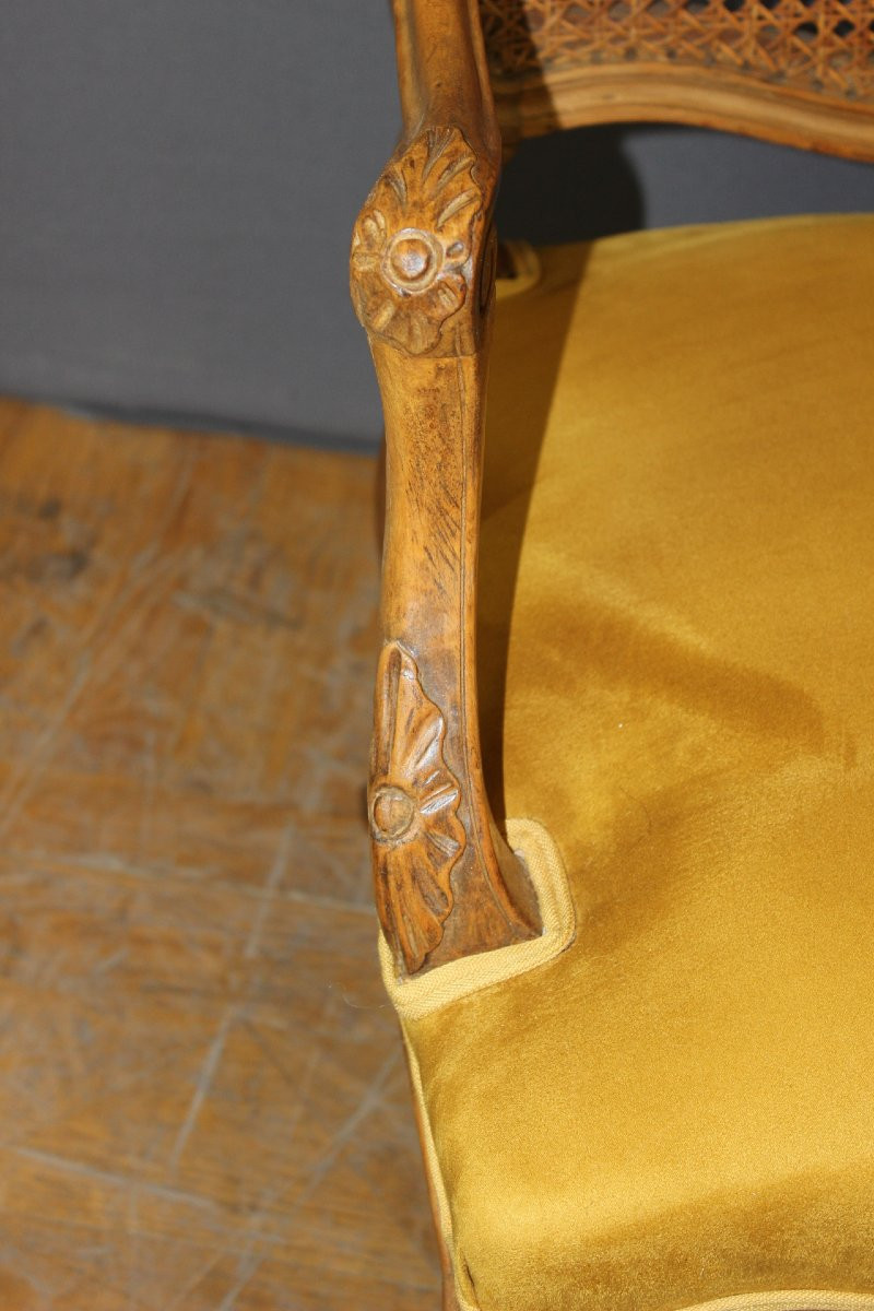 Fauteuil Régence à dos plat canné XIX-photo-8