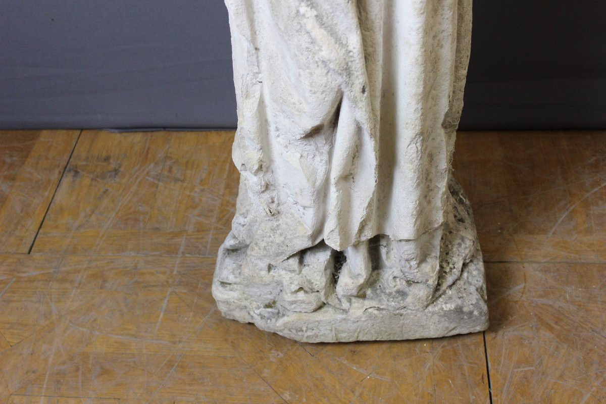 Sculpture d'un moine en pierre tendre , 122 cm , fin XVIII-photo-4