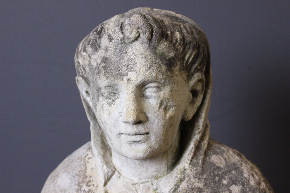 Sculpture d'un moine en pierre tendre , 122 cm , fin XVIII-photo-2