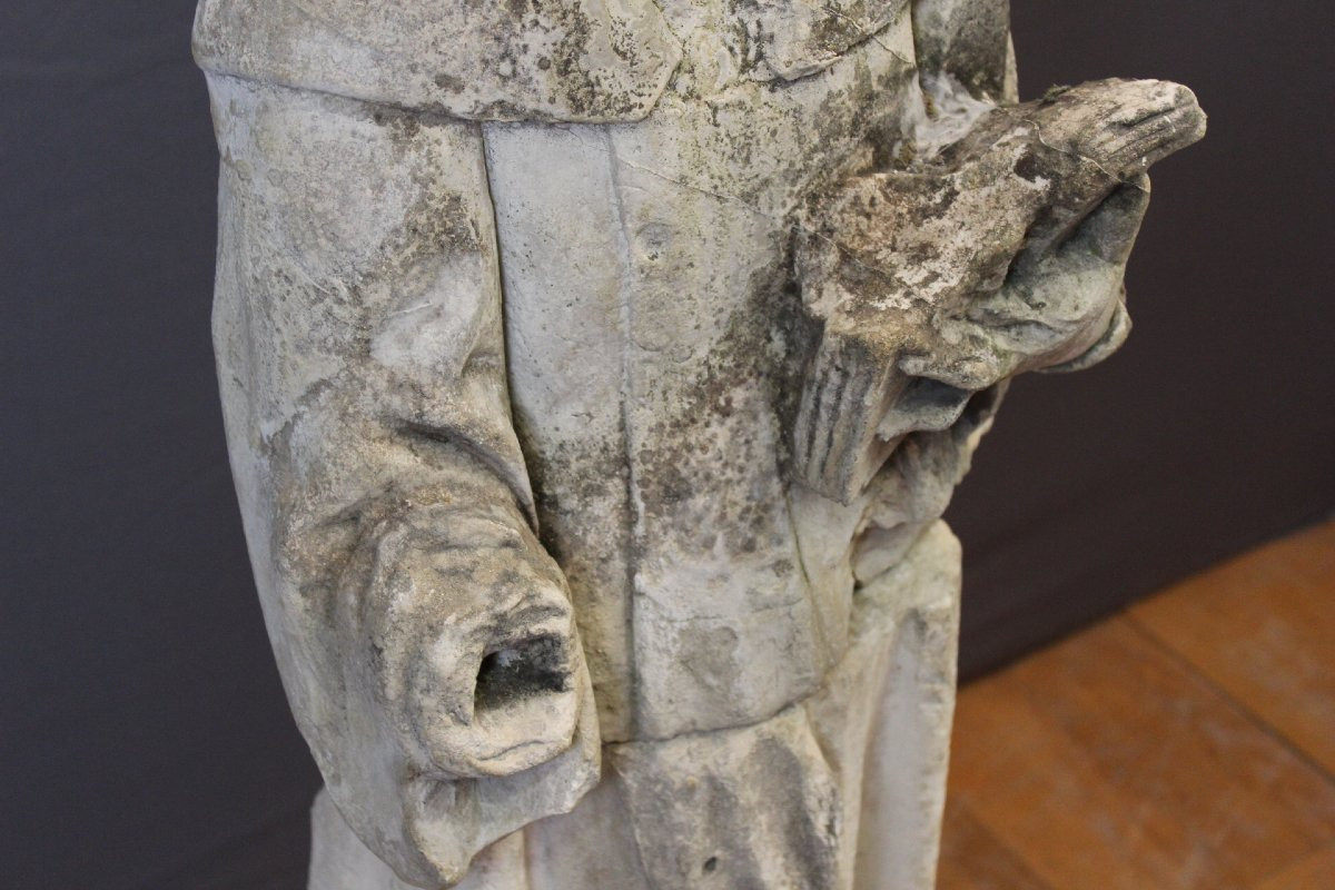 Sculpture d'un moine en pierre tendre , 122 cm , fin XVIII-photo-4