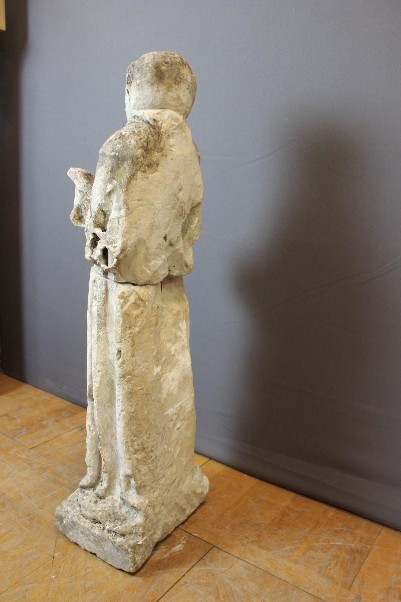 Sculpture d'un moine en pierre tendre , 122 cm , fin XVIII-photo-6