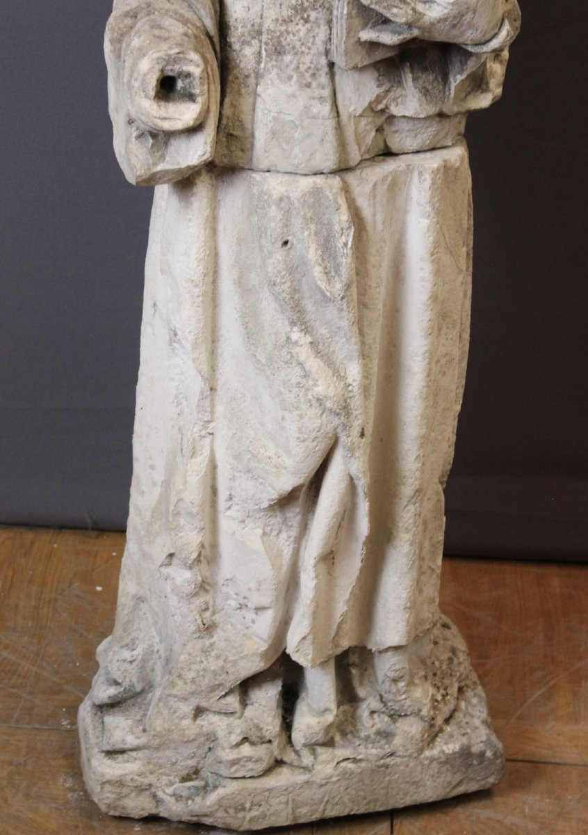 Sculpture d'un moine en pierre tendre , 122 cm , fin XVIII-photo-8