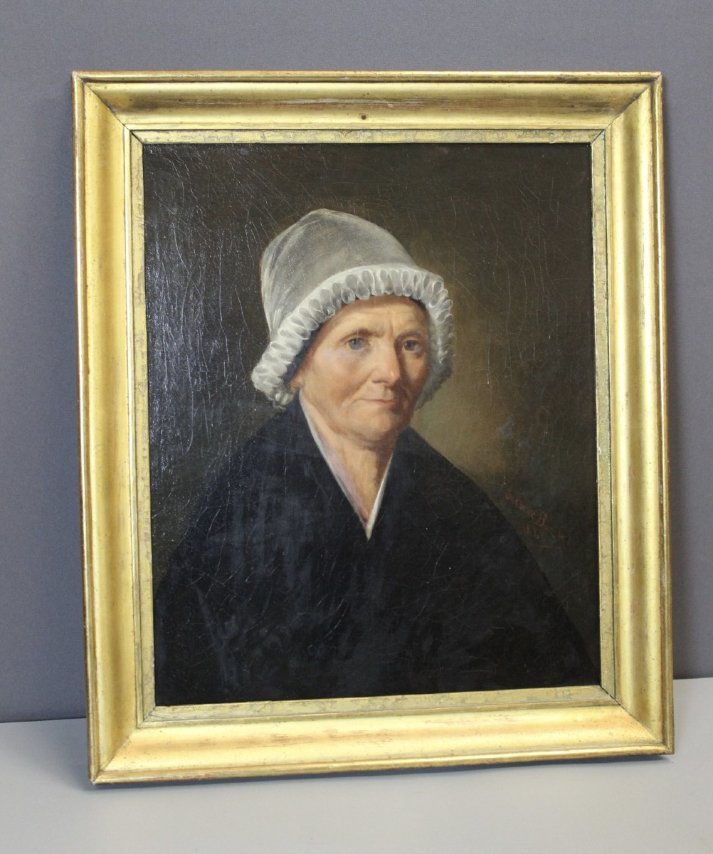 Oil On Canvas, Woman With A White Headdress Dated 1840