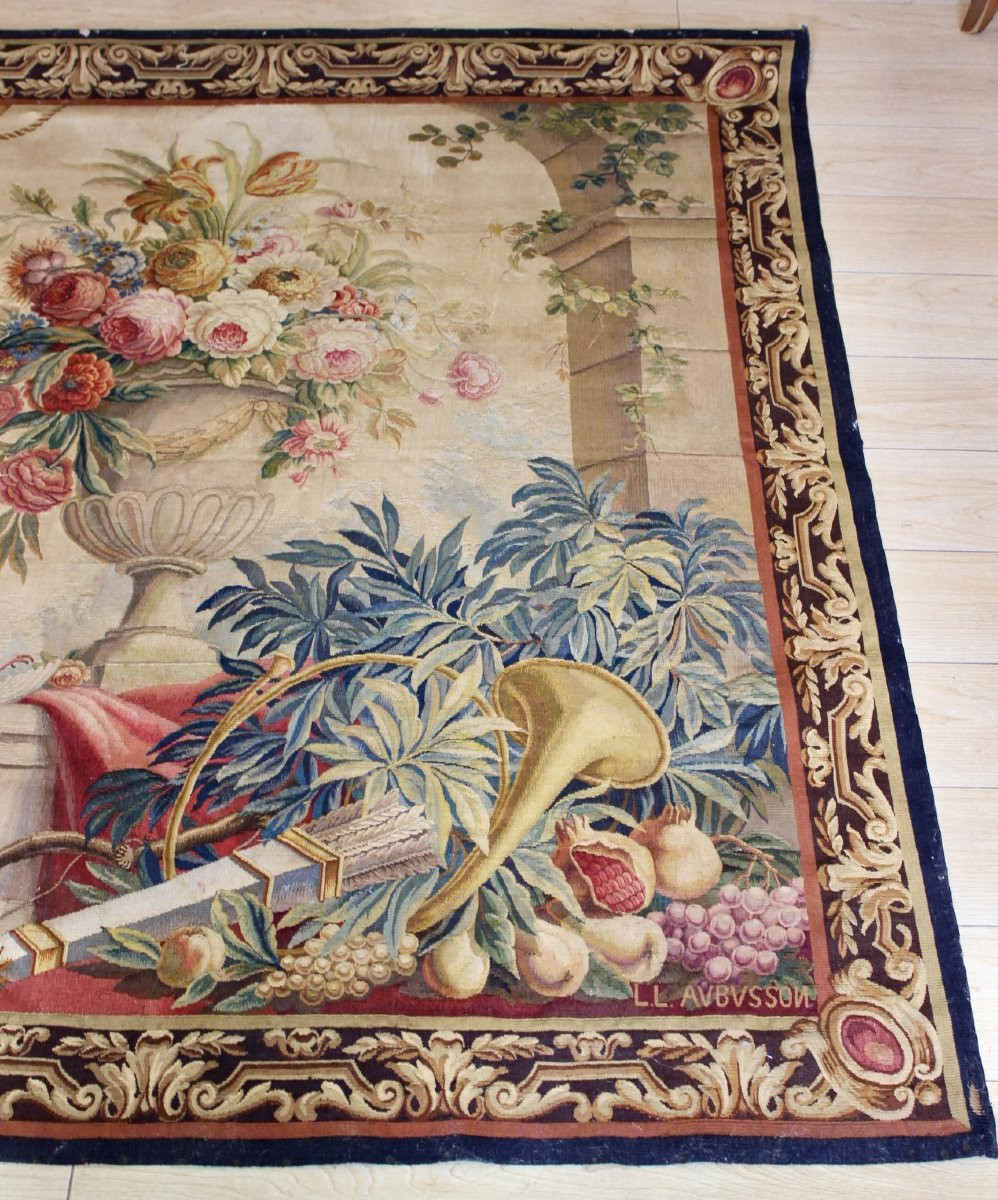 Tapisserie d'Aubusson d'époque Napoléon III , Retour de Chasse XIX-photo-7