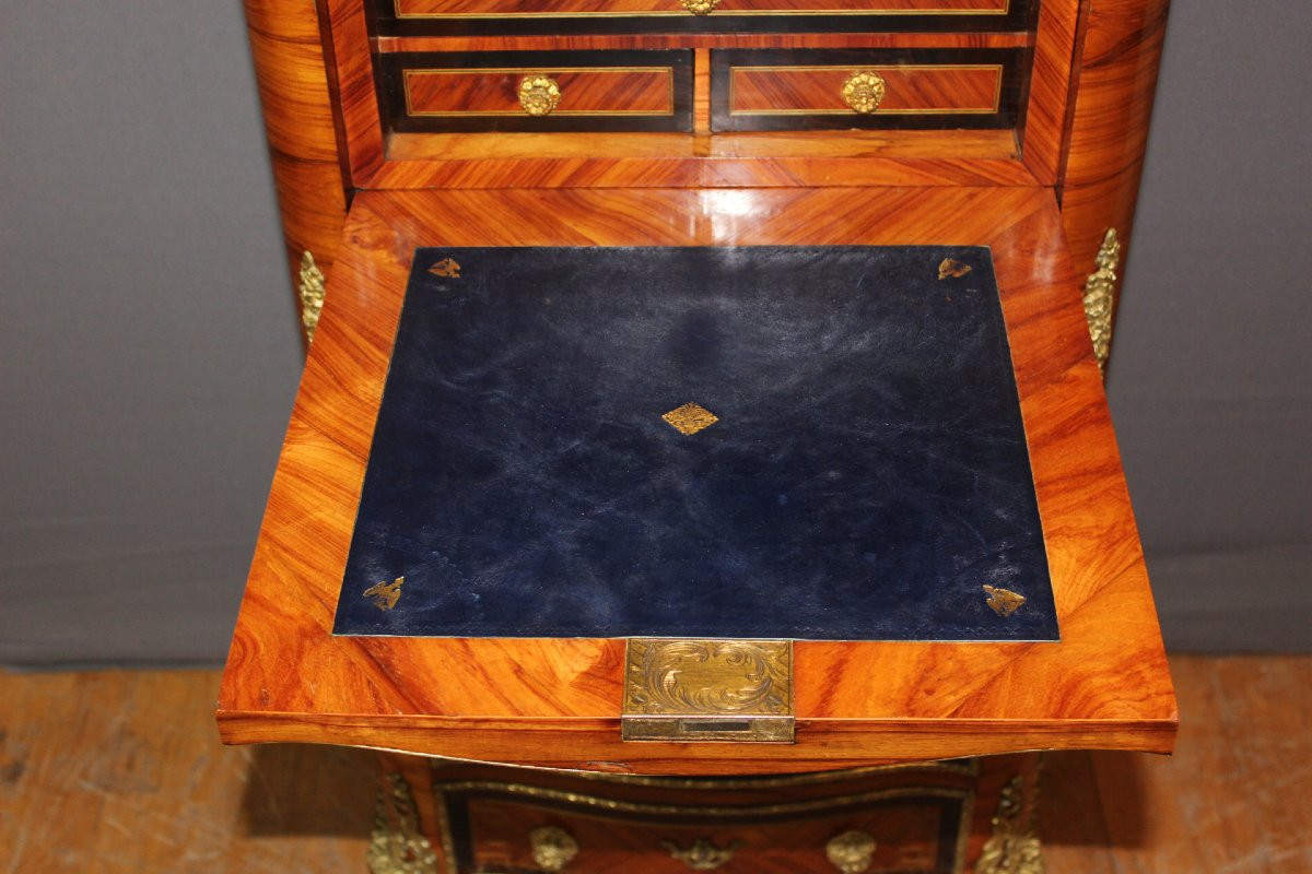 Secrétaire Napoléon III en marqueterie et bronze XIX-photo-3