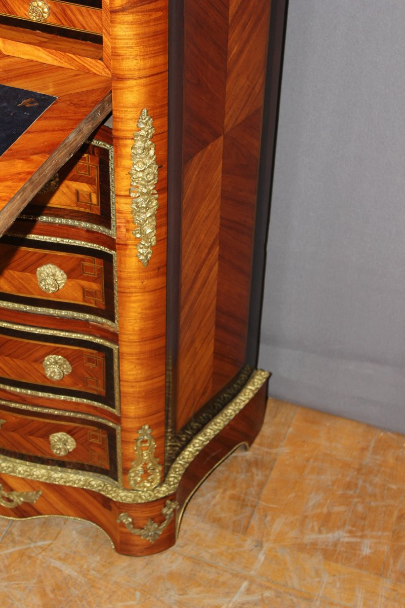 Secrétaire Napoléon III en marqueterie et bronze XIX-photo-8