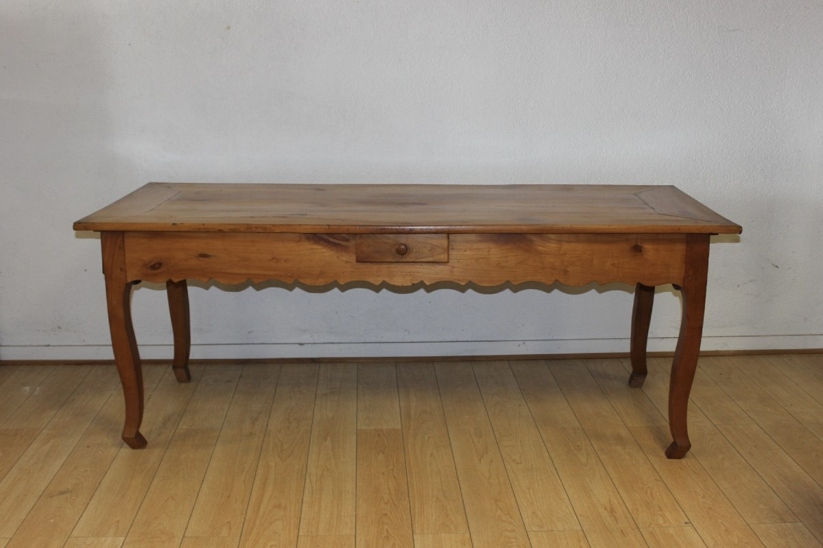 Table de ferme de style Louis XV en Merisier XIX