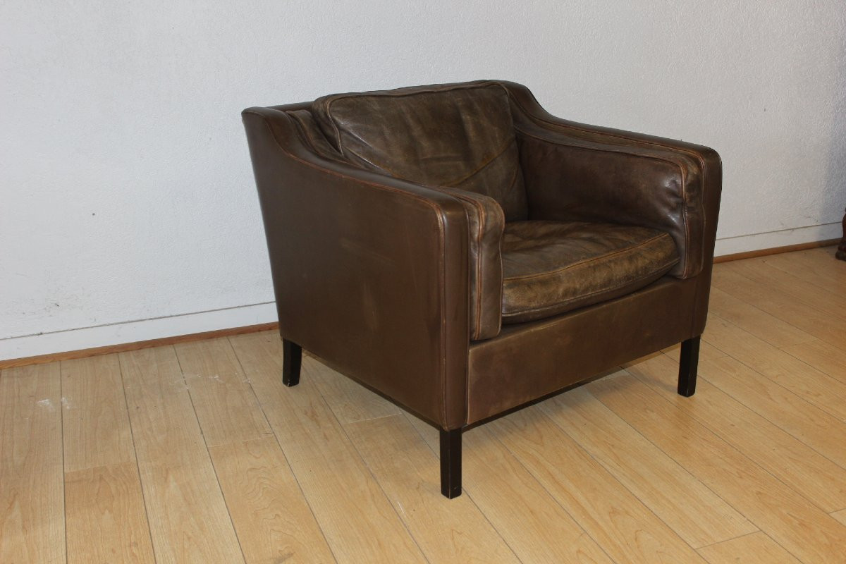 Paire de fauteuils en cuir par Borge Mogensen vers 1970-photo-1