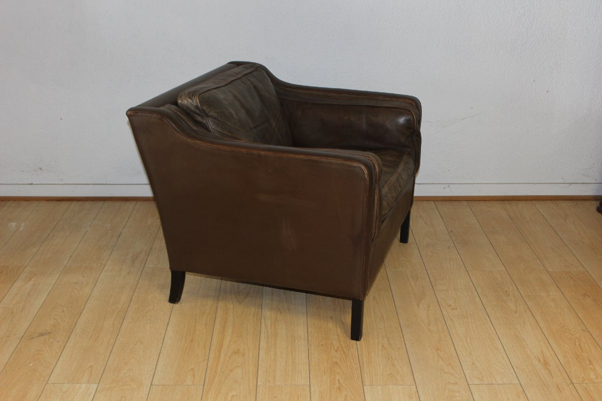 Paire de fauteuils en cuir par Borge Mogensen vers 1970-photo-4