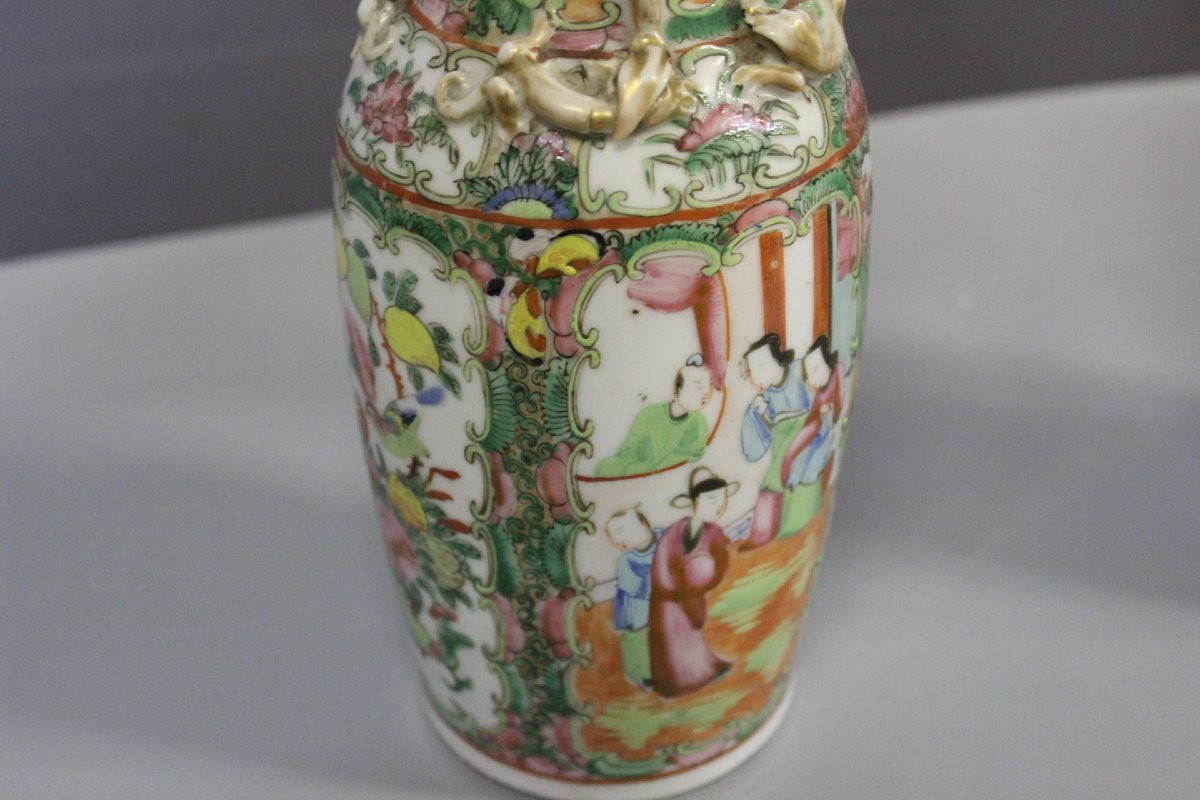 Pair Of Canton Porcelain Vases, China Circa 1900-photo-6