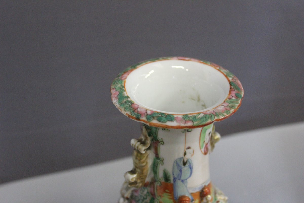 Pair Of Canton Porcelain Vases, China Circa 1900-photo-8
