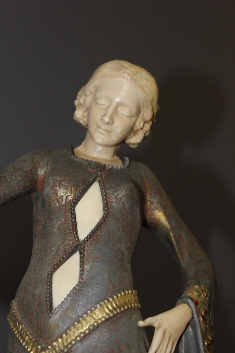Chryséléphantine , Femme aux Lévriers  Par Georges Gori vers 1925-photo-4