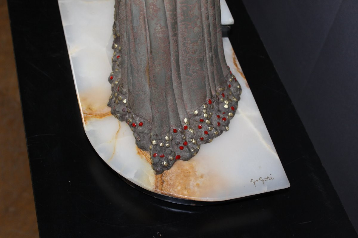 Chryséléphantine , Femme aux Lévriers  Par Georges Gori vers 1925-photo-2