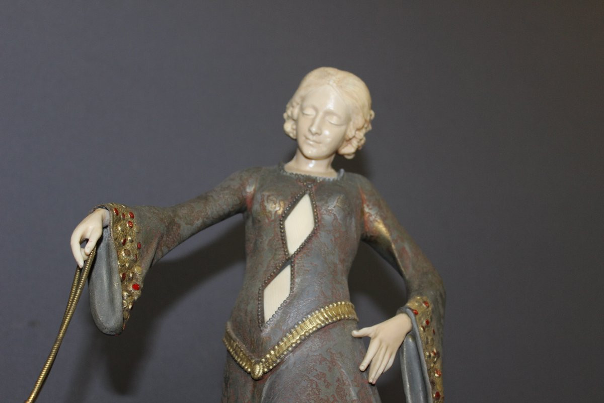Chryséléphantine , Femme aux Lévriers  Par Georges Gori vers 1925-photo-3