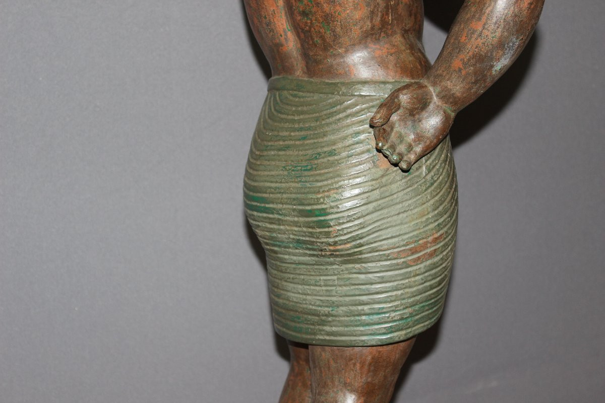 Nubian Egyptian Style Torch Holder In Cast Iron 19th Century-photo-4