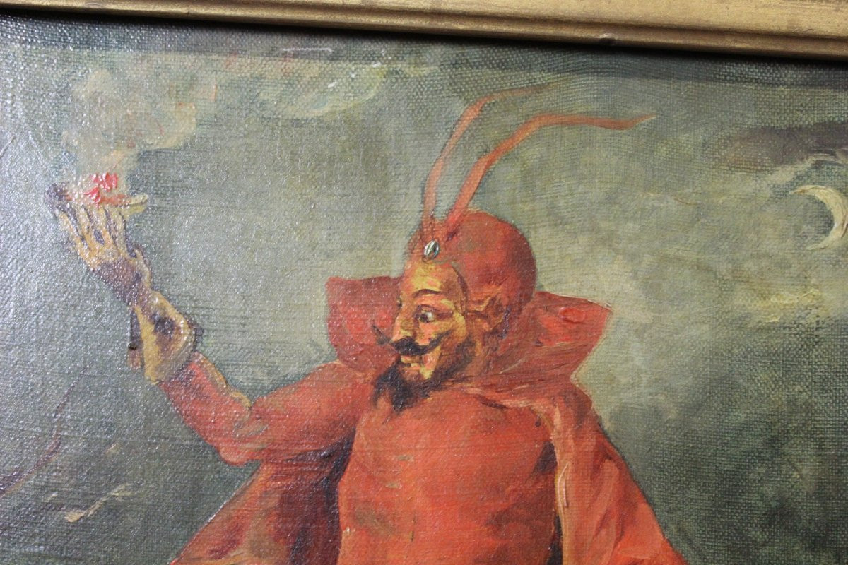 Huile sur toile , Méphistophélès par Louis Beyson fin XIX-photo-1