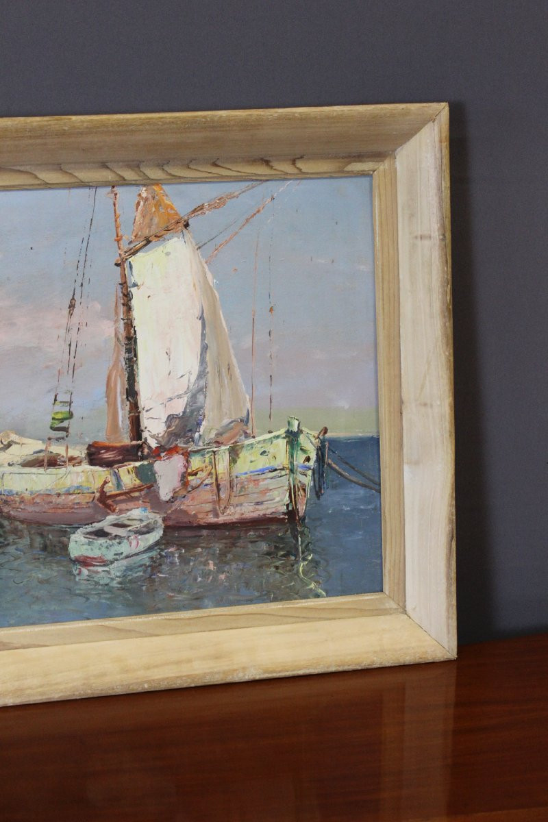 Oil On Panel, View Of Saint Tropez By Karl Sim -photo-2