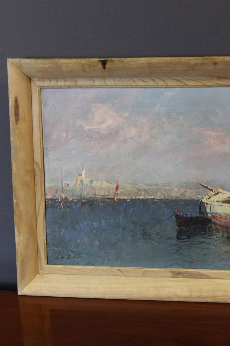 Oil On Panel, View Of Saint Tropez By Karl Sim -photo-4