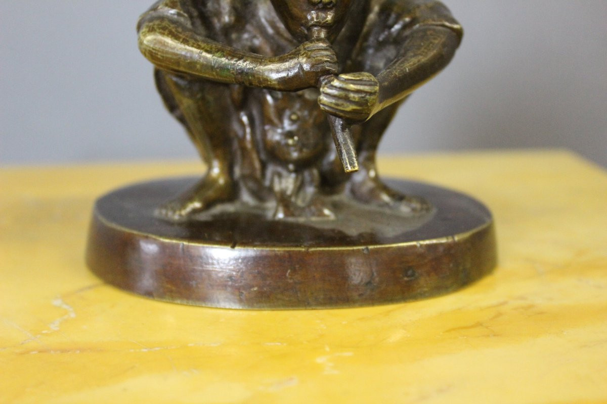 Indochinese Bronze Depicting A Flute Player Circa 1900-photo-3