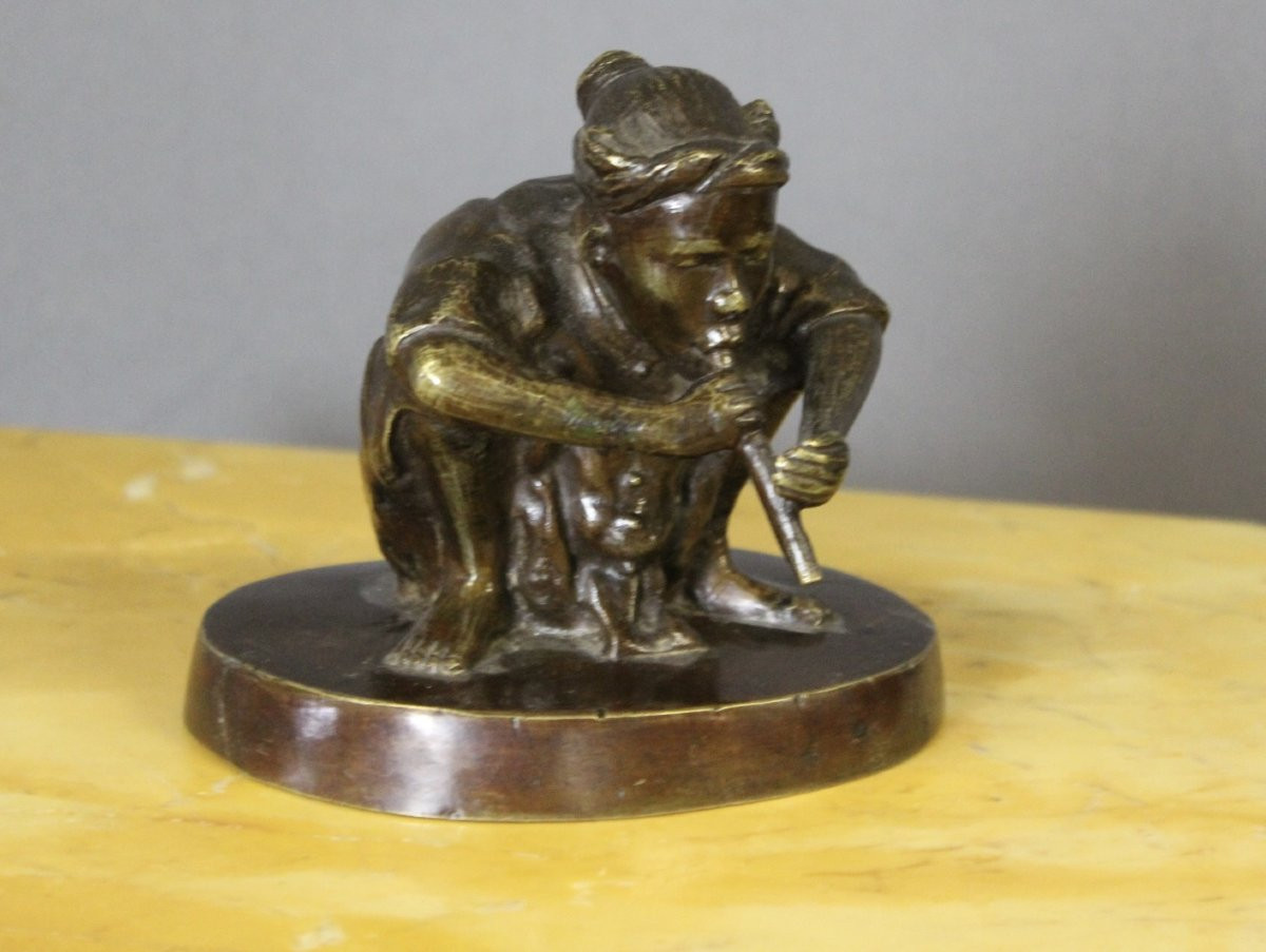 Indochinese Bronze Depicting A Flute Player Circa 1900-photo-6