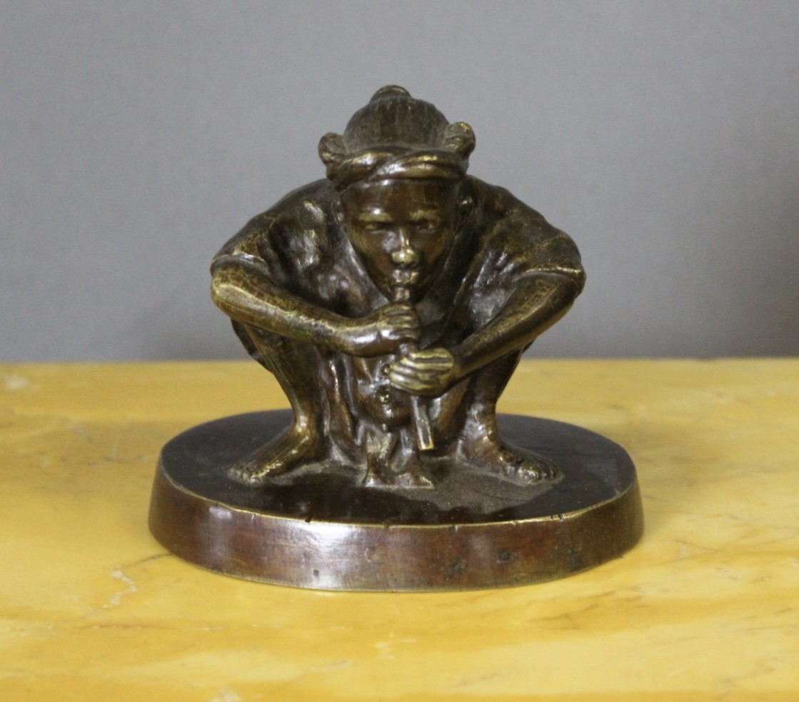 Indochinese Bronze Depicting A Flute Player Circa 1900