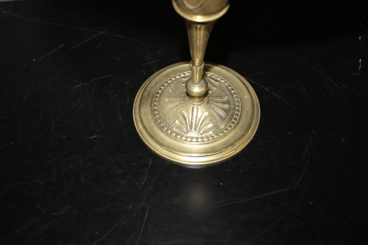 Paire de bougeoirs en bronze  montées en lampe vers 1880-photo-6