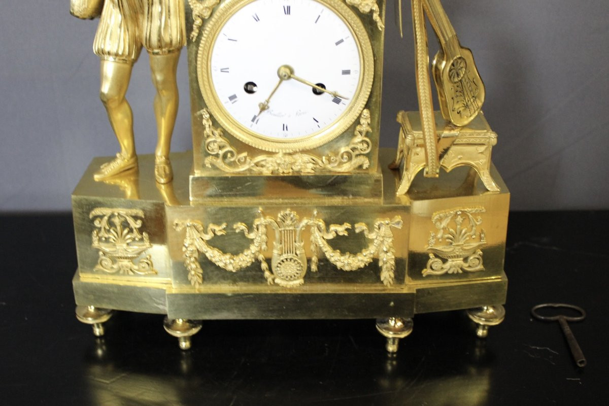 Charles X Period Gilt Bronze Troubadour Clock-photo-4