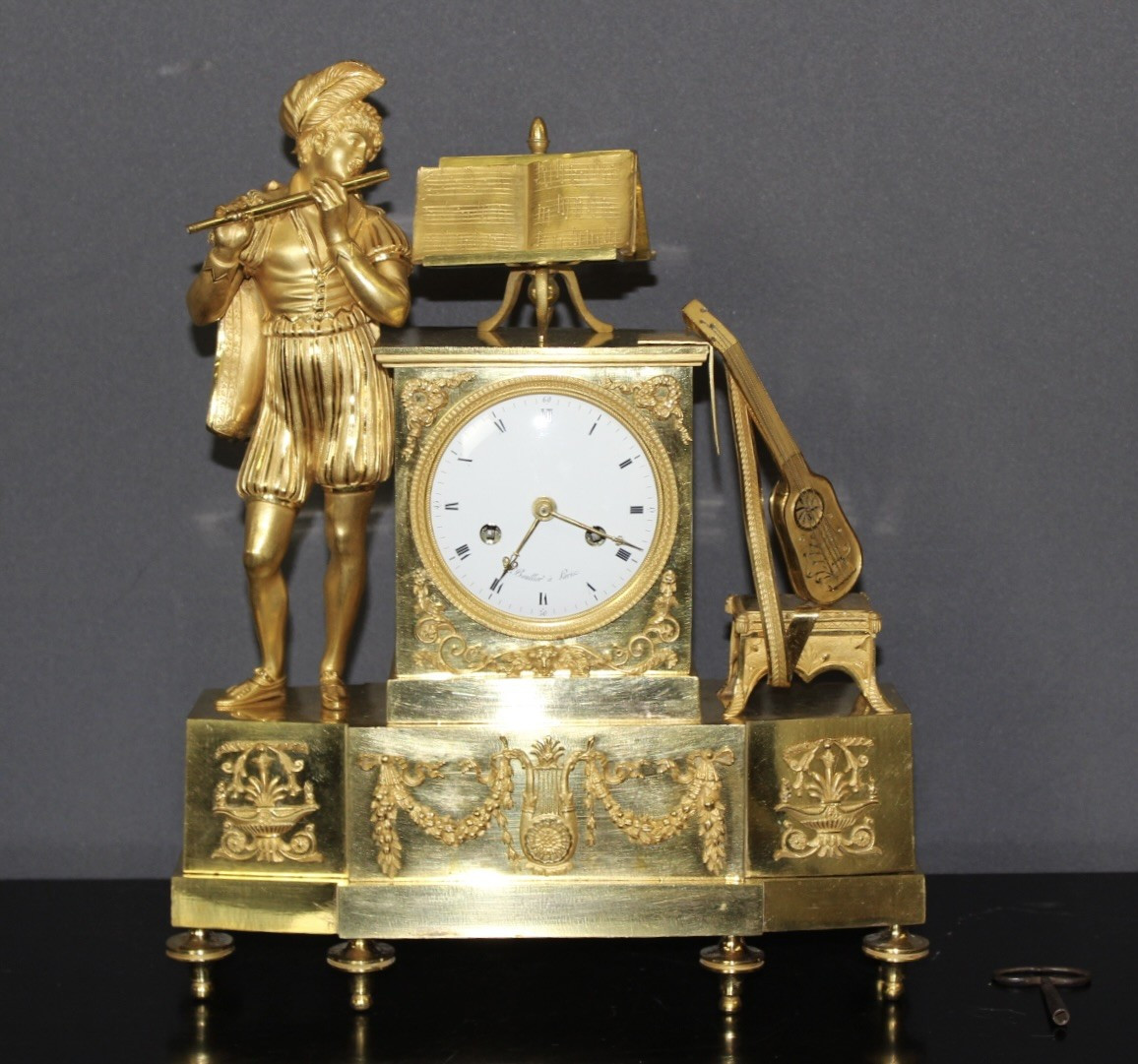 Charles X Period Gilt Bronze Troubadour Clock