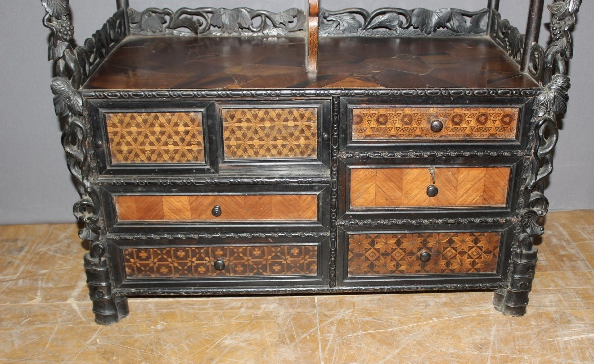 Japanese Marquetry Cabinet, Late 19th Century-photo-2