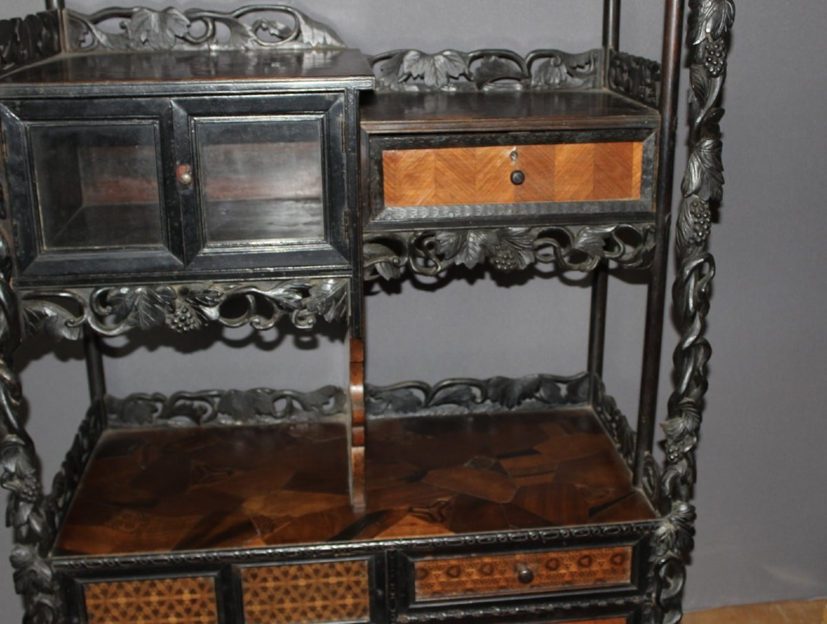 Japanese Marquetry Cabinet, Late 19th Century-photo-3