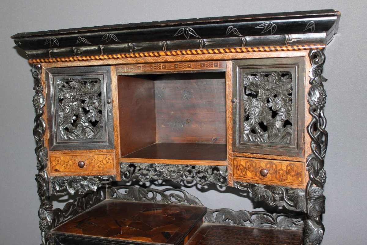 Japanese Marquetry Cabinet, Late 19th Century-photo-1