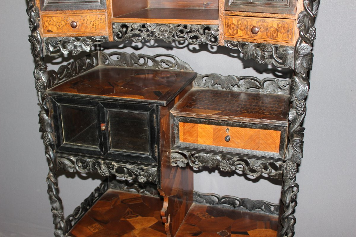Japanese Marquetry Cabinet, Late 19th Century-photo-2