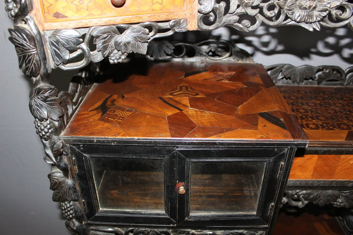 Japanese Marquetry Cabinet, Late 19th Century-photo-4