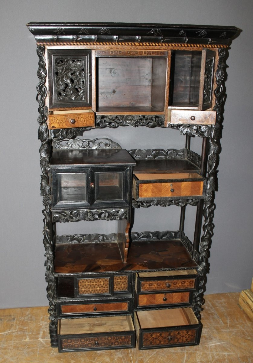 Japanese Marquetry Cabinet, Late 19th Century-photo-5