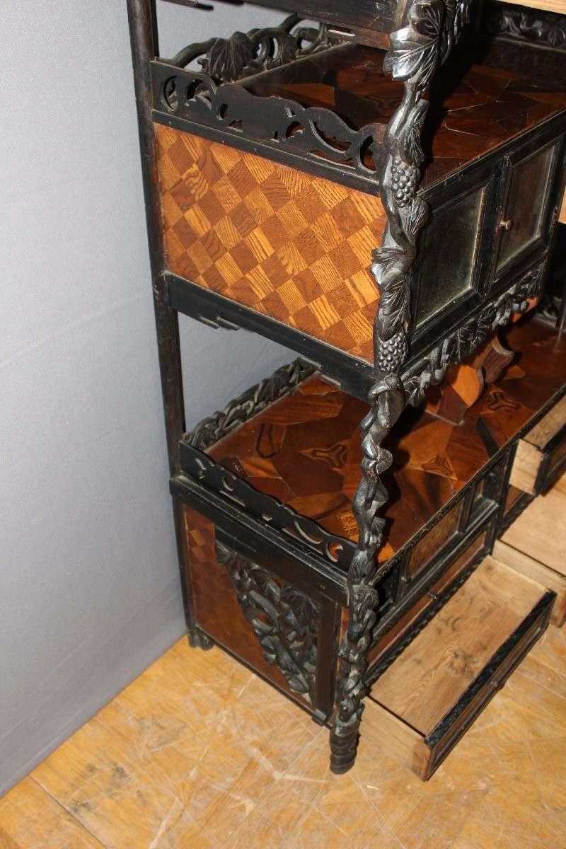 Japanese Marquetry Cabinet, Late 19th Century-photo-7
